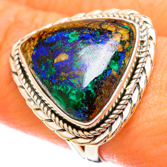 Azurite In Malachite Rings handcrafted by Ana Silver Co - RING122195
