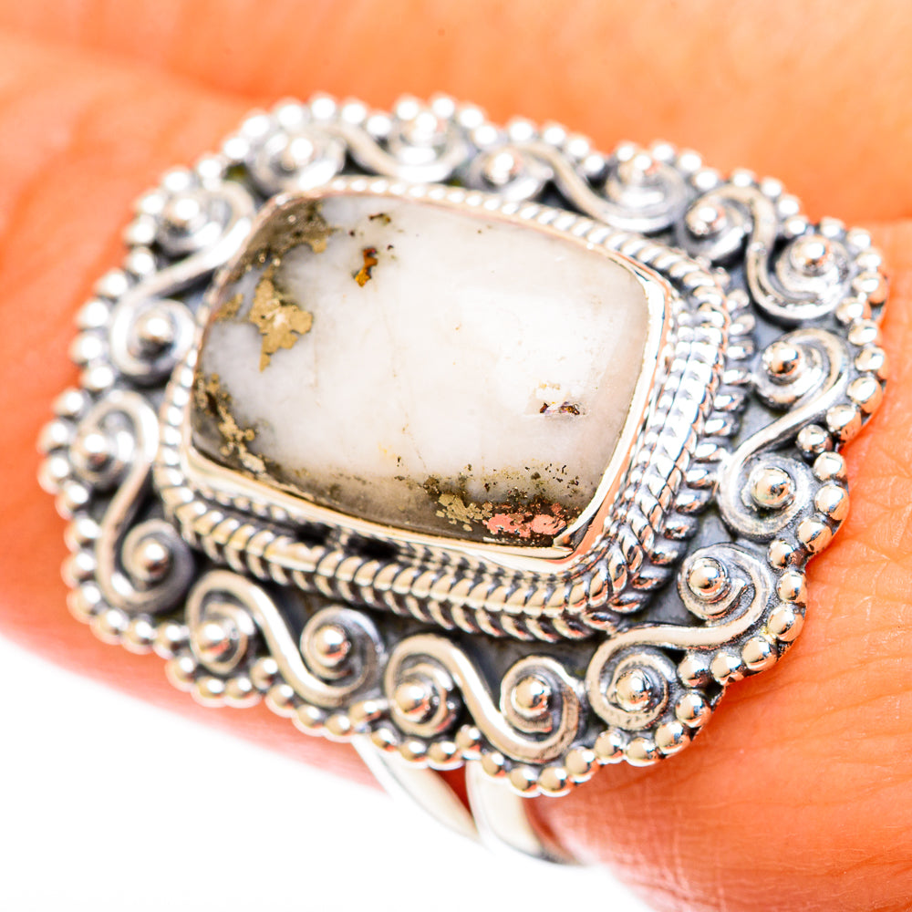 Pyrite Agate Rings handcrafted by Ana Silver Co - RING122227