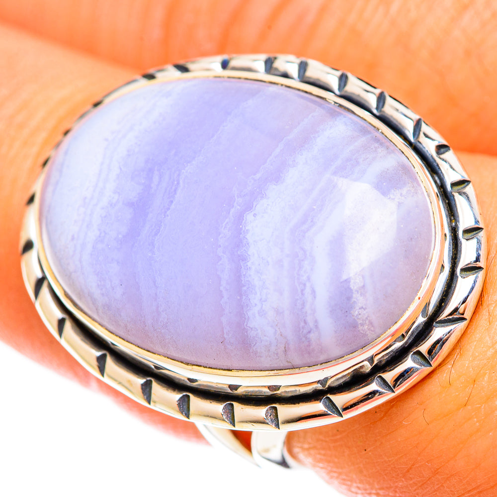 Blue Lace Agate Rings handcrafted by Ana Silver Co - RING122228