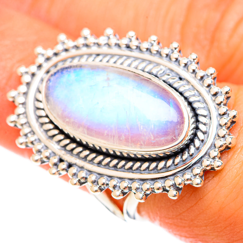 Rainbow Moonstone Rings handcrafted by Ana Silver Co - RING122230