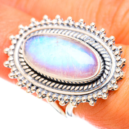 Rainbow Moonstone Rings handcrafted by Ana Silver Co - RING122230