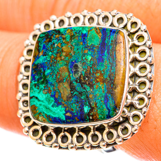 Azurite In Malachite Rings handcrafted by Ana Silver Co - RING122233