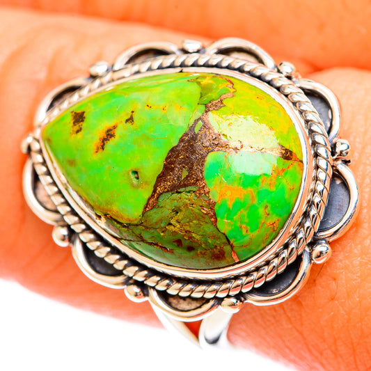 Green Copper Composite Turquoise Rings handcrafted by Ana Silver Co - RING122247