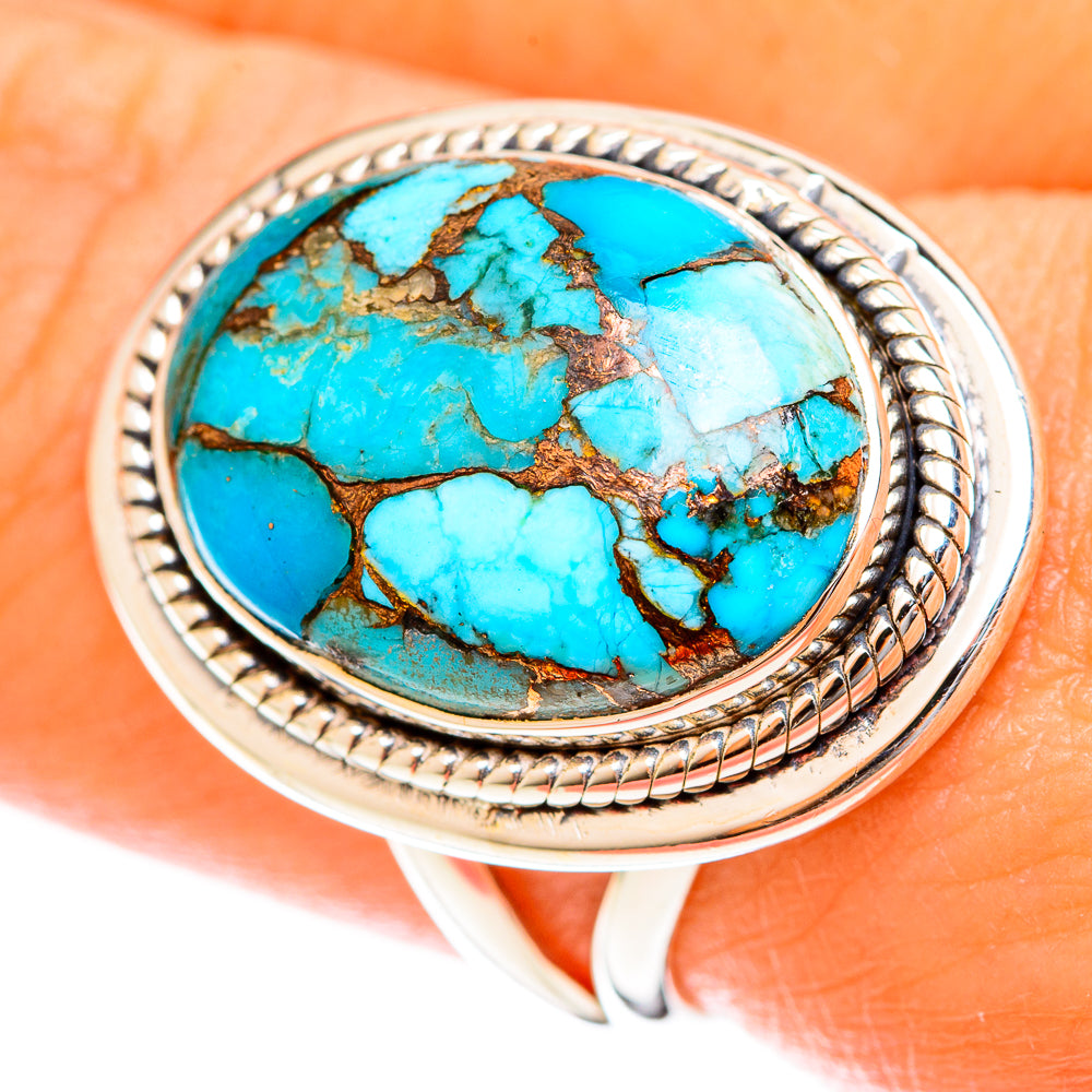 Blue Copper Composite Turquoise Rings handcrafted by Ana Silver Co - RING122259