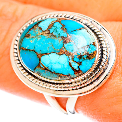 Blue Copper Composite Turquoise Rings handcrafted by Ana Silver Co - RING122259