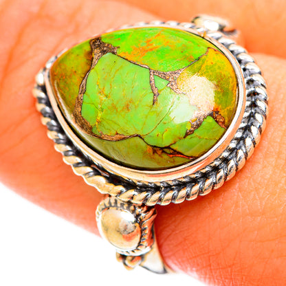 Green Copper Composite Turquoise Rings handcrafted by Ana Silver Co - RING122265