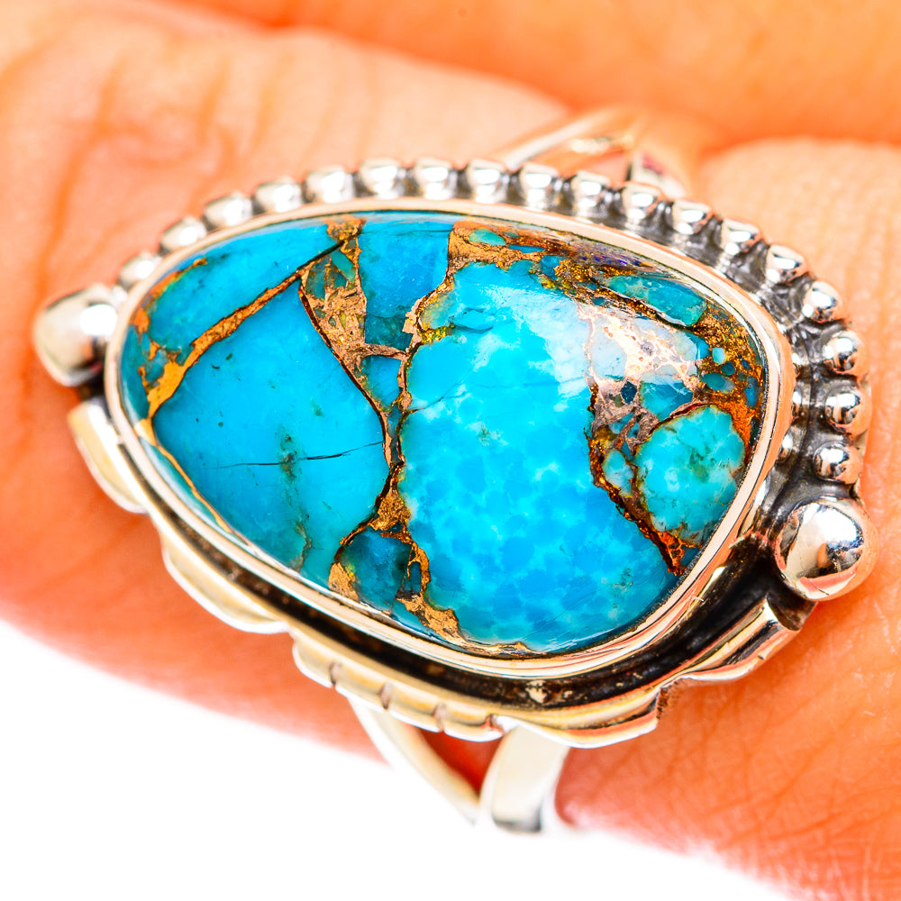 Blue Copper Composite Turquoise Rings handcrafted by Ana Silver Co - RING122282