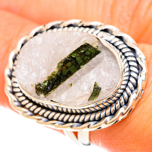 Green Tourmaline In Quartz Rings handcrafted by Ana Silver Co - RING122286