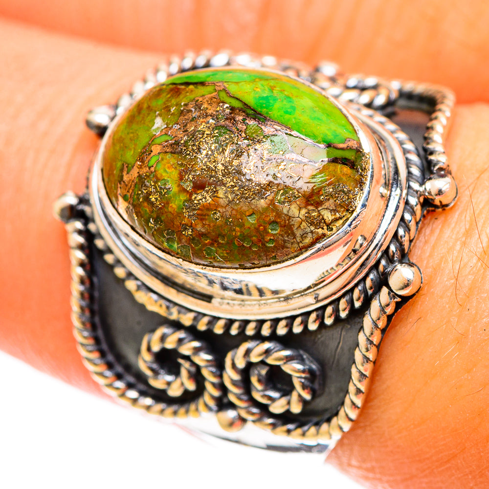 Green Copper Composite Turquoise Rings handcrafted by Ana Silver Co - RING122287