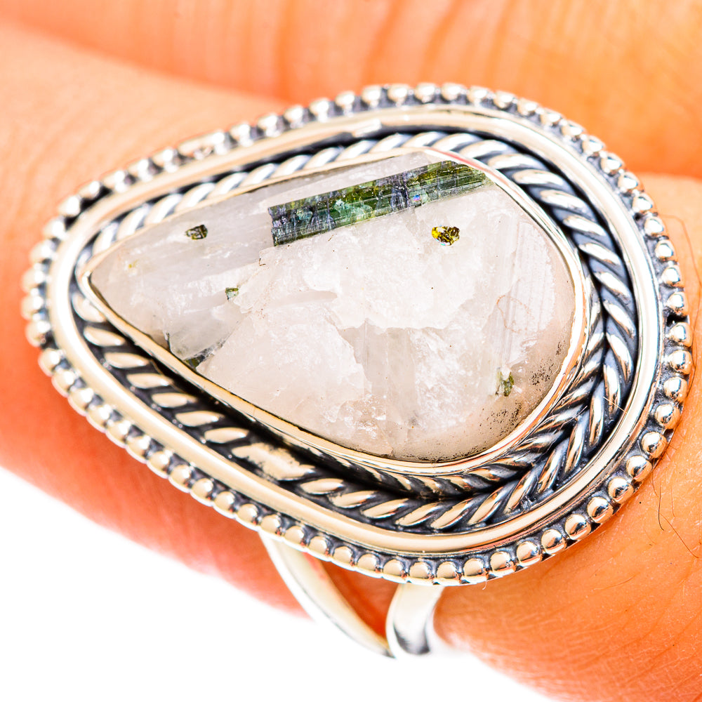 Green Tourmaline In Quartz Rings handcrafted by Ana Silver Co - RING122291