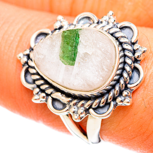 Green Tourmaline In Quartz Rings handcrafted by Ana Silver Co - RING122311