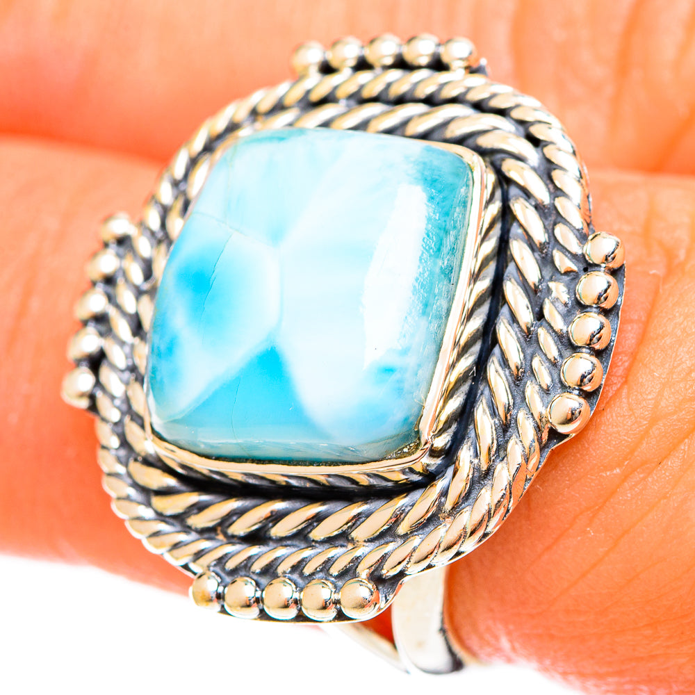 Larimar Rings handcrafted by Ana Silver Co - RING122323