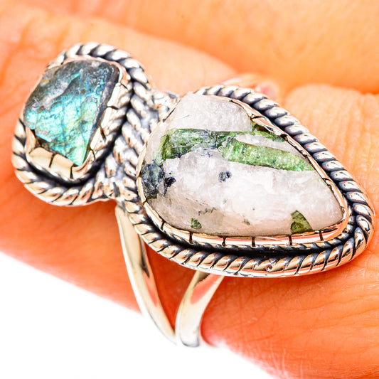 Green Tourmaline In Quartz Rings handcrafted by Ana Silver Co - RING122328