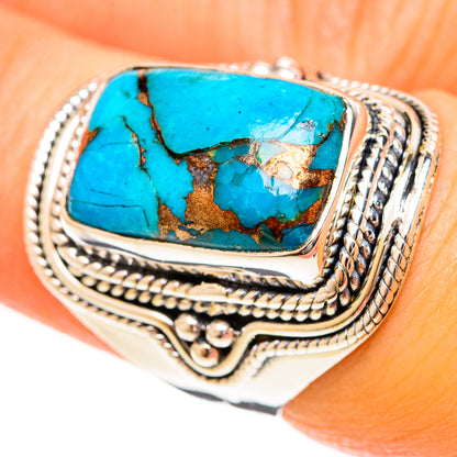 Blue Copper Composite Turquoise Rings handcrafted by Ana Silver Co - RING122342
