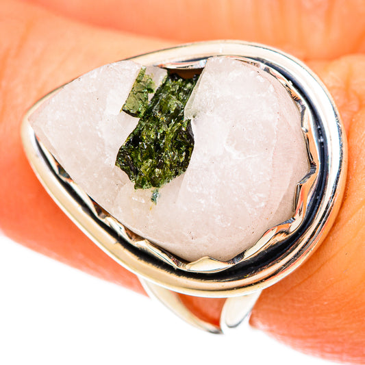 Green Tourmaline In Quartz Rings handcrafted by Ana Silver Co - RING122368