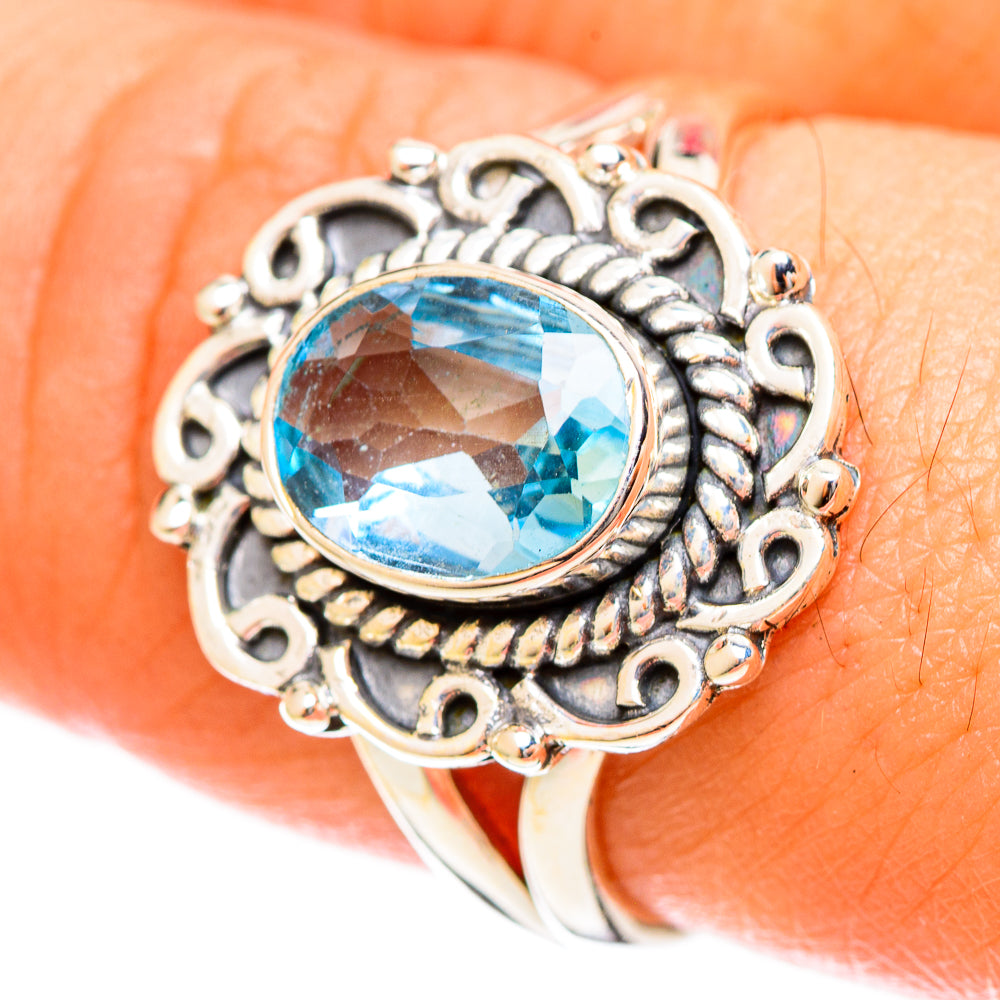 Blue Topaz Rings handcrafted by Ana Silver Co - RING122397