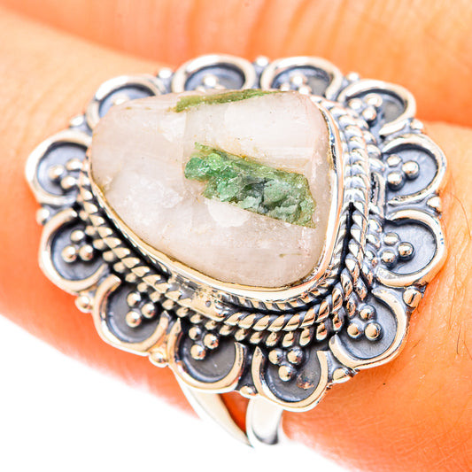 Green Tourmaline In Quartz Rings handcrafted by Ana Silver Co - RING122402