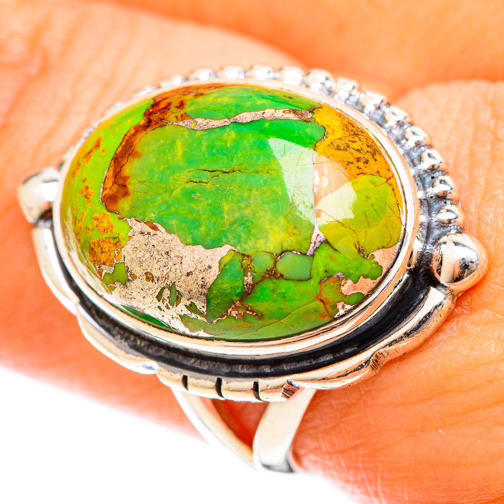 Green Copper Composite Turquoise Rings handcrafted by Ana Silver Co - RING122406