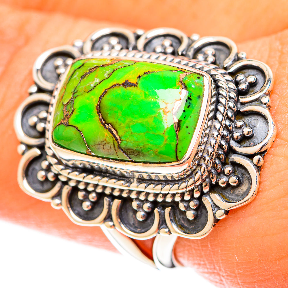 Green Copper Composite Turquoise Rings handcrafted by Ana Silver Co - RING122424
