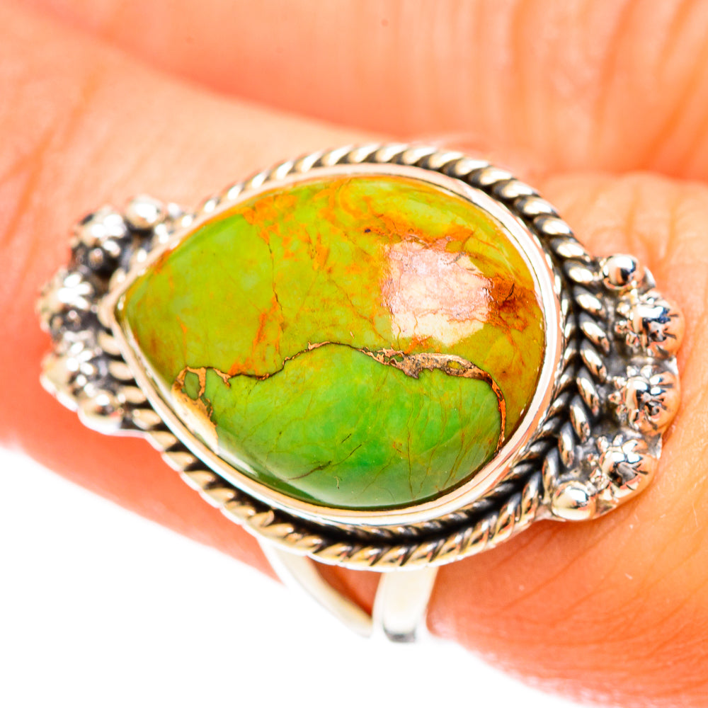 Green Copper Composite Turquoise Rings handcrafted by Ana Silver Co - RING122425