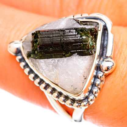 Green Tourmaline In Quartz Rings handcrafted by Ana Silver Co - RING122429