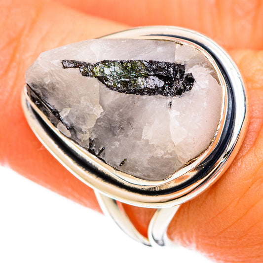 Green Tourmaline In Quartz Rings handcrafted by Ana Silver Co - RING122444