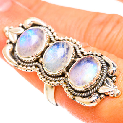 Rainbow Moonstone Rings handcrafted by Ana Silver Co - RING122459