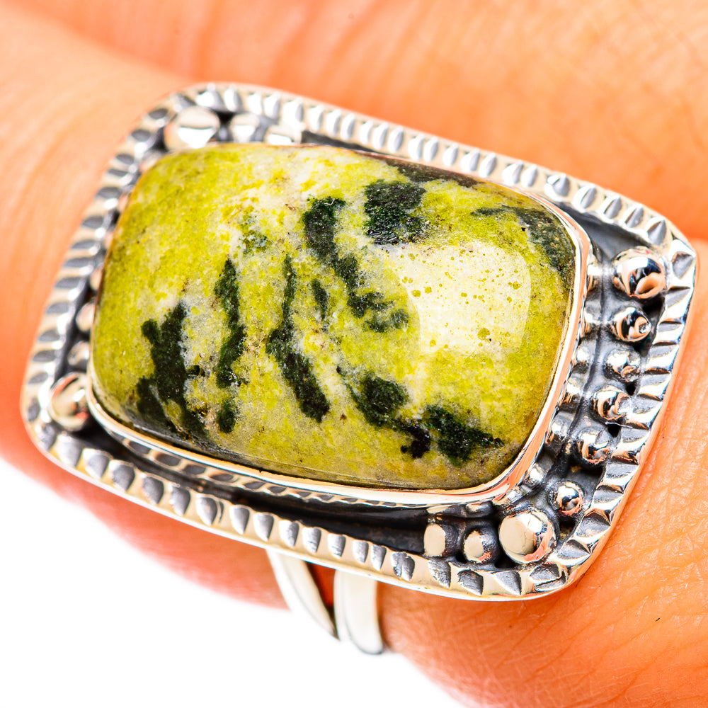 Serpentine Stone Rings handcrafted by Ana Silver Co - RING122481