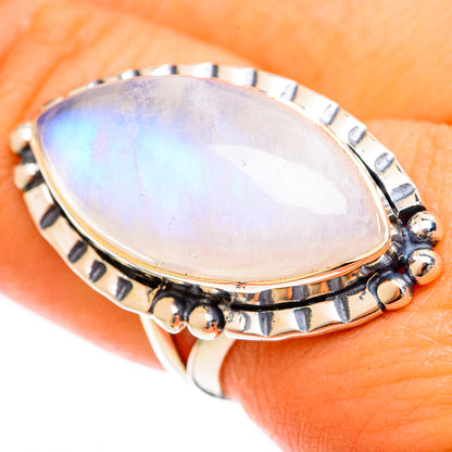 Rainbow Moonstone Rings handcrafted by Ana Silver Co - RING122497