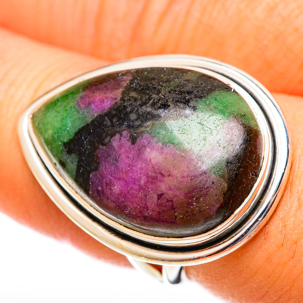 Ruby Zoisite Rings handcrafted by Ana Silver Co - RING122513