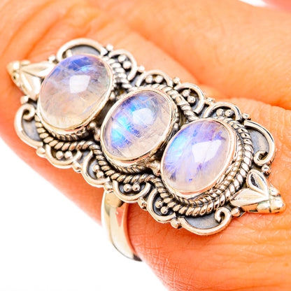 Rainbow Moonstone Rings handcrafted by Ana Silver Co - RING122530