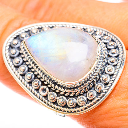 Rainbow Moonstone Rings handcrafted by Ana Silver Co - RING122532