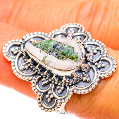 Green Tourmaline In Quartz Rings handcrafted by Ana Silver Co - RING122536