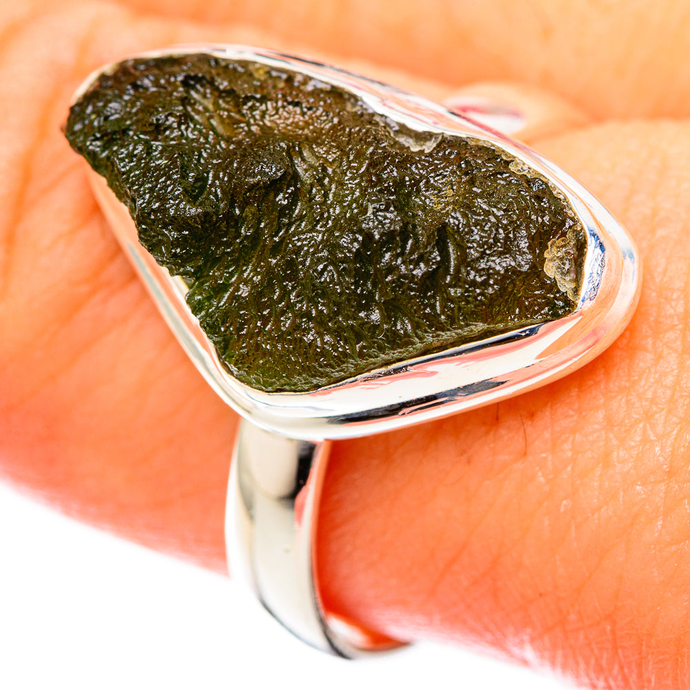 Czech Moldavite Rings handcrafted by Ana Silver Co - RING122543