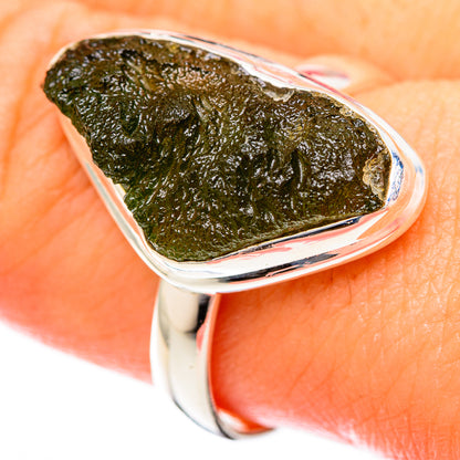Czech Moldavite Rings handcrafted by Ana Silver Co - RING122543