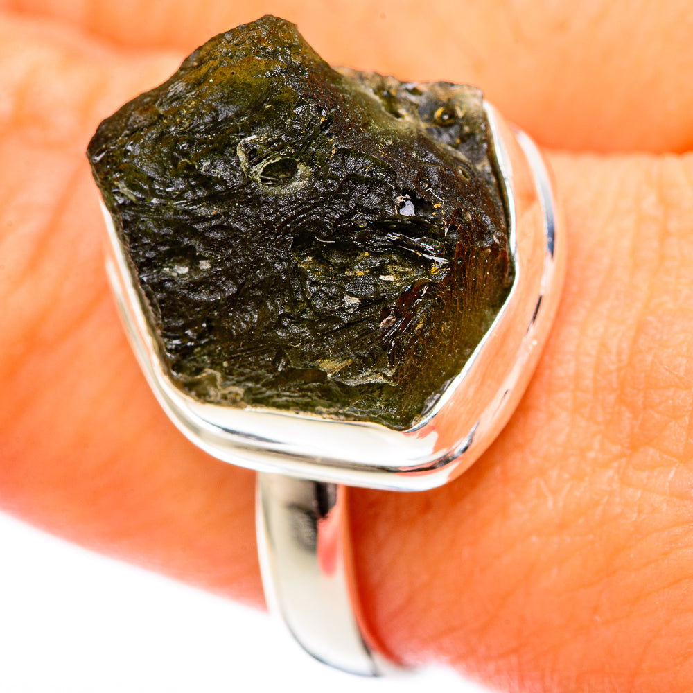 Czech Moldavite Rings handcrafted by Ana Silver Co - RING122544