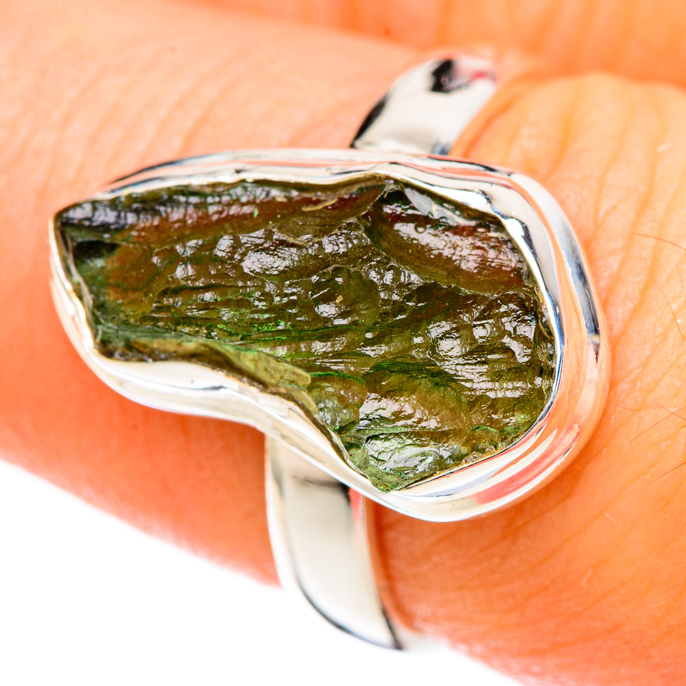 Czech Moldavite Rings handcrafted by Ana Silver Co - RING122545