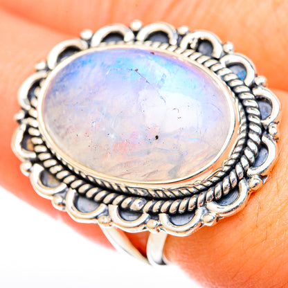 Rainbow Moonstone Rings handcrafted by Ana Silver Co - RING122556