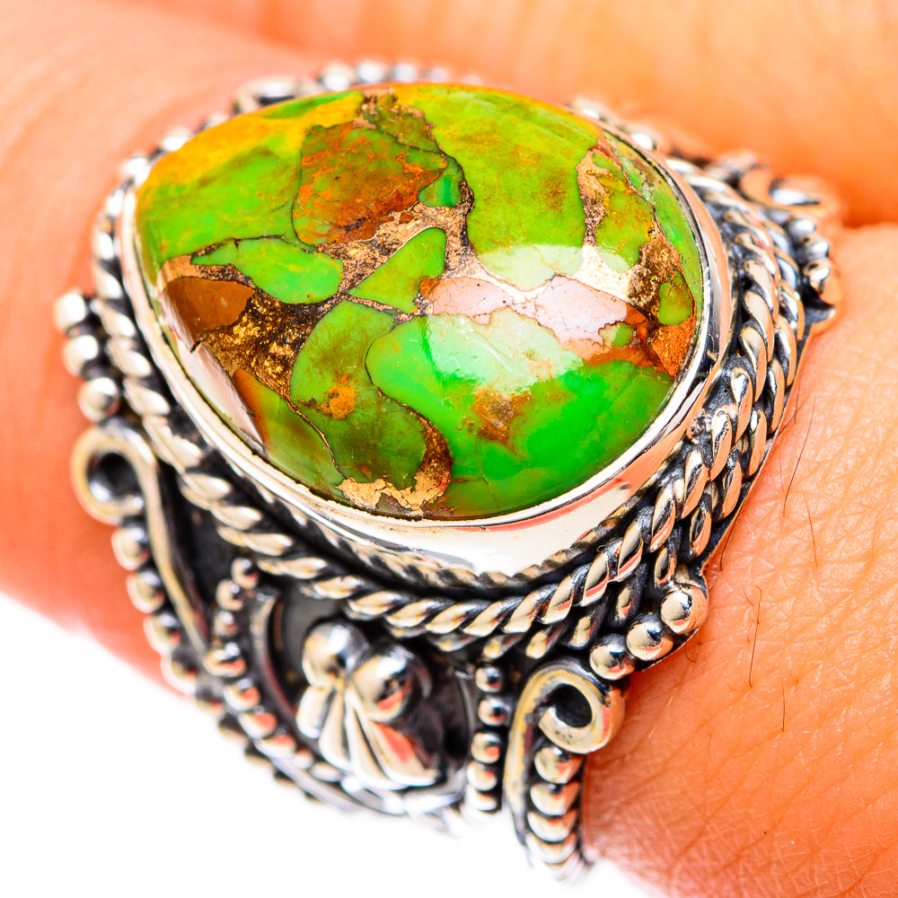 Green Copper Composite Turquoise Rings handcrafted by Ana Silver Co - RING122560