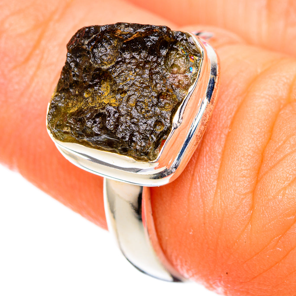 Czech Moldavite Rings handcrafted by Ana Silver Co - RING122564