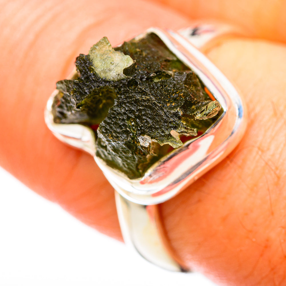 Czech Moldavite Rings handcrafted by Ana Silver Co - RING122565