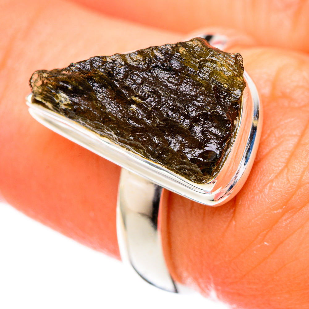 Czech Moldavite Rings handcrafted by Ana Silver Co - RING122566