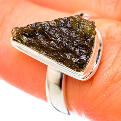 Czech Moldavite Rings handcrafted by Ana Silver Co - RING122566