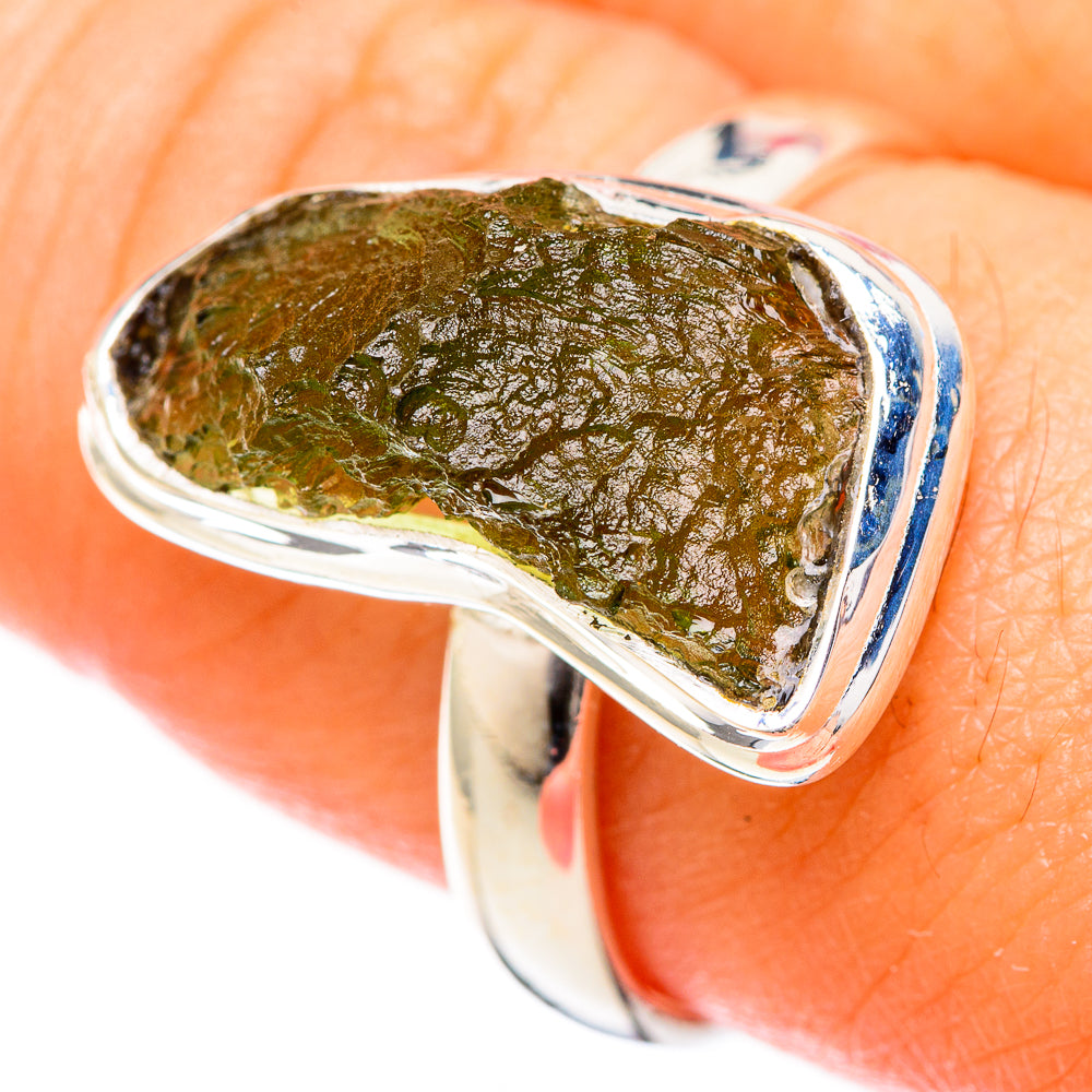 Czech Moldavite Rings handcrafted by Ana Silver Co - RING122584