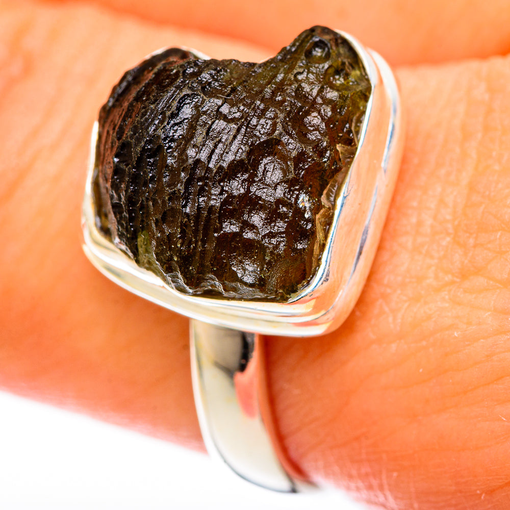 Czech Moldavite Rings handcrafted by Ana Silver Co - RING122586
