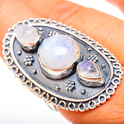 Rainbow Moonstone Rings handcrafted by Ana Silver Co - RING122597