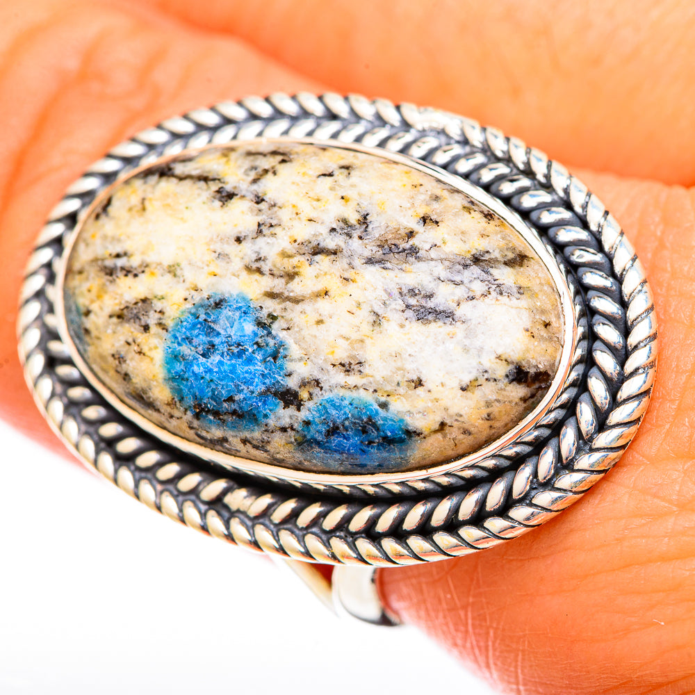 K2 Blue Azurite Rings handcrafted by Ana Silver Co - RING122601