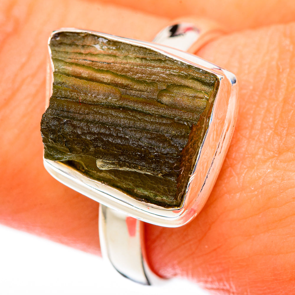 Czech Moldavite Rings handcrafted by Ana Silver Co - RING122605