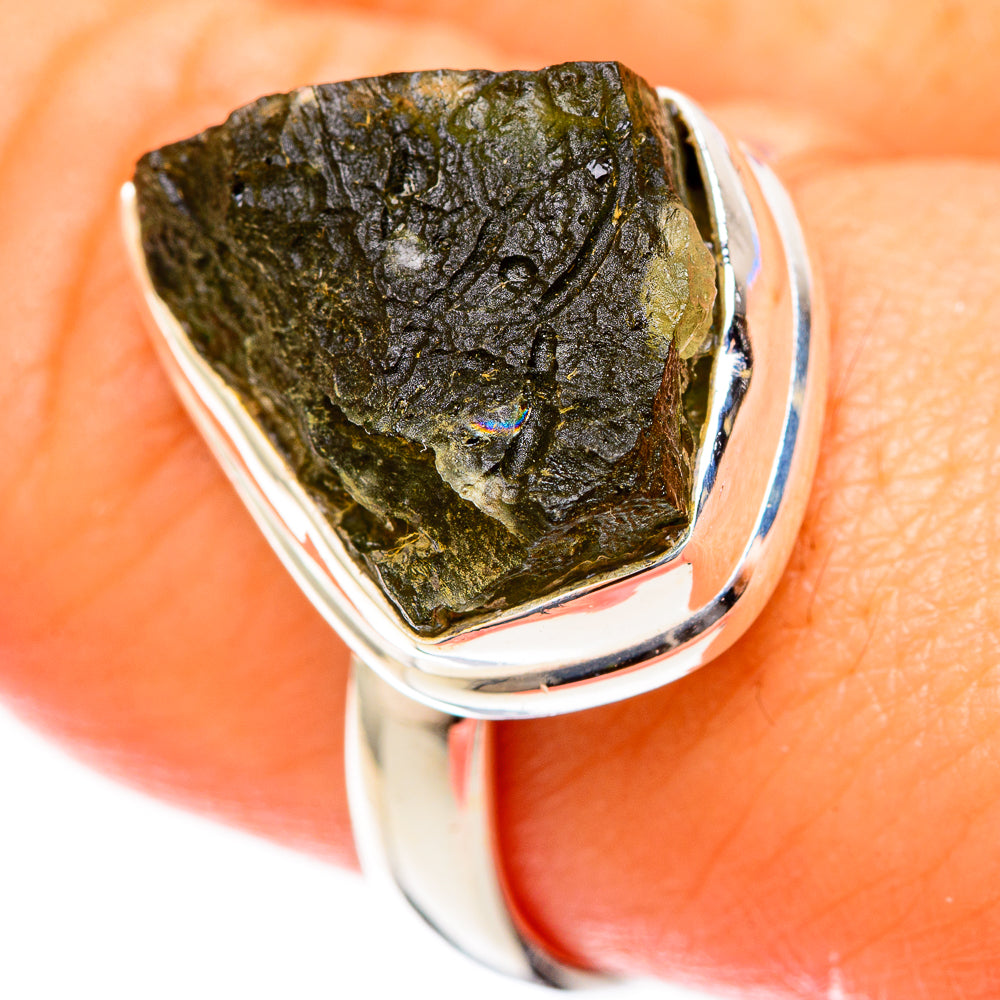 Czech Moldavite Rings handcrafted by Ana Silver Co - RING122606