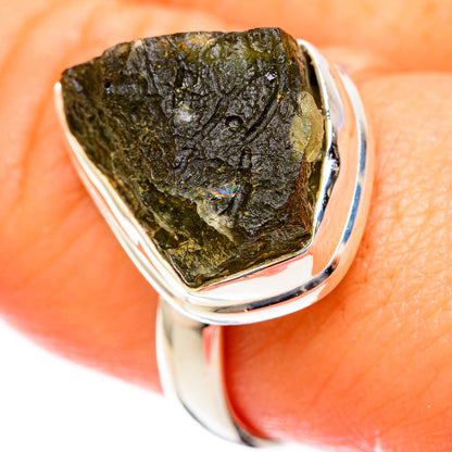 Czech Moldavite Rings handcrafted by Ana Silver Co - RING122606